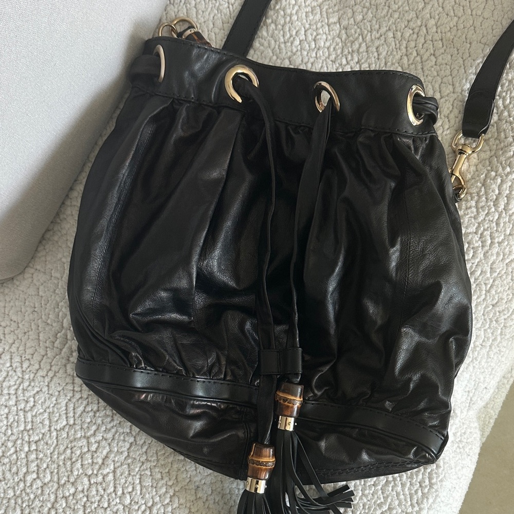 Gucci Black Leather Hobo Bag